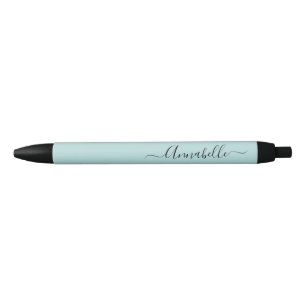 Aqua gepersonaliseerd naamscript zwarte inkt pen