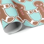 Aqua Gingerbread inpakpapier (Rol Hoek)