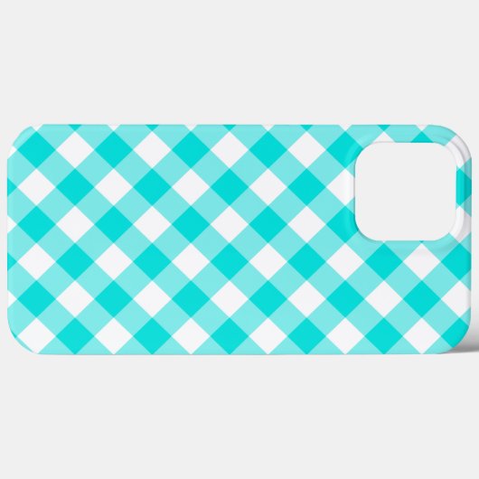 Aqua Gingham Case-Mate iPhone Case (Achterkant (horizontaal))
