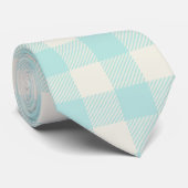 Aqua Gingham Check Plaid Stropdas (Opgerold)