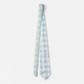 Aqua Gingham Check Plaid Stropdas (Achterkant)