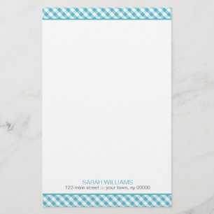 Aqua Gingham Pattern Briefpapier