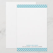 Aqua Gingham Pattern Briefpapier (Voorkant / Achterkant)