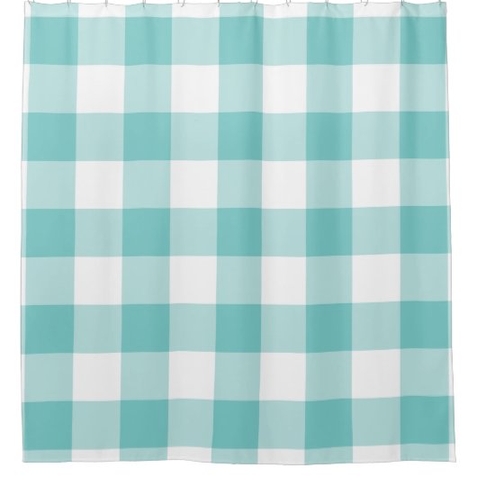 Aqua Gingham Pattern Douchegordijn (Voorkant)