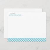 Aqua Gingham Pattern Hartelijk dank Notitiekaartje (Voorkant / Achterkant)