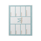Aqua Gingham Plaid Weekly Planner Notitieblok (Gedraaid)
