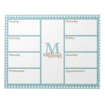 Aqua Gingham Plaid Weekly Planner Notitieblok