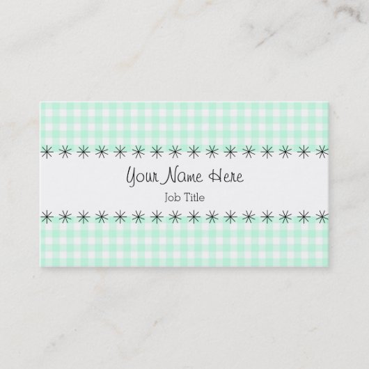 Aqua Gingham stripe visitekaartje (Voorkant)