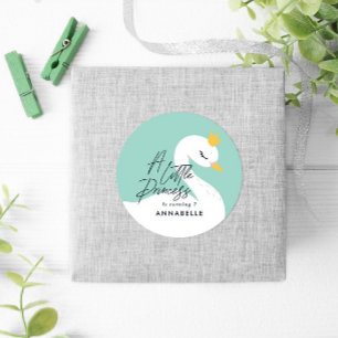 Aqua girly elegante mooie zwaan partij ronde sticker