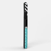 AQUA GLITTER BLACK CHEVRON MONOGRAMMED Case-Mate iPhone CASE (Achterkant/rechts)