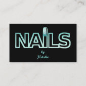 Aqua Glitter & Black Nail Technician Visitekaartje (Voorkant)