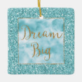 Aqua Glitter Gold Dream Keramisch Ornament (Voorkant)