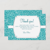 Aqua Glitter Hartelijk dank Bedankkaart (Voorkant / Achterkant)
