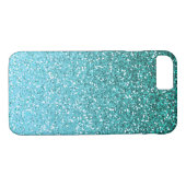 Aqua Glitter Ombre Case-Mate iPhone Case (Achterkant (Horizontaal))