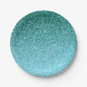 Aqua Glitter Ombre Papieren Bordje
