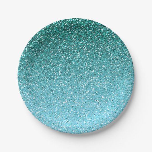 Aqua Glitter Ombre Papieren Bordje (Voorkant)