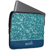 Aqua Glitter Pattern - Gepersonaliseerd Laptop Sleeve (Voorkant Rechts)