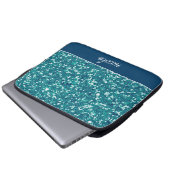 Aqua Glitter Pattern - Gepersonaliseerd Laptop Sleeve (Voorkant onderkant)