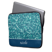 Aqua Glitter Pattern - Gepersonaliseerd Laptop Sleeve (Voorkant Links)