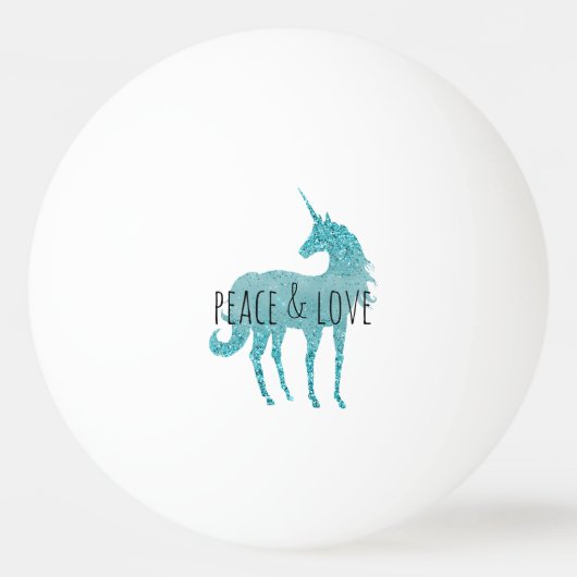 Aqua Glitter Sparkle Unicorn Pingpongballen (Voorkant)