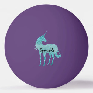 Aqua Glitter Unicorn gepersonaliseerd Pingpongballen