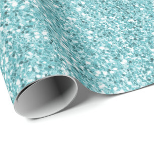 Aqua Glitz Glitter  Cadeaupapier