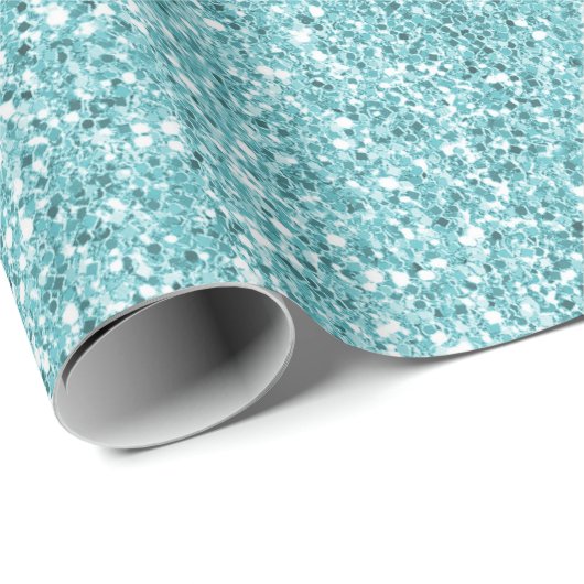 Aqua Glitz Glitter  Cadeaupapier (Rol Hoek)