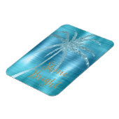 Aqua Glitz Glitter Tropische Palmboom Magneet (Linkerzijde)