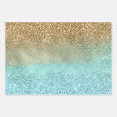 Aqua Glitz Gold Glitter Inpakpapier Vel (Voorkant 3)