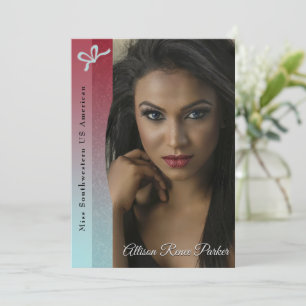 Aqua Glitz Ruby Ombre Wedstrijd Autogramkaart Kaart