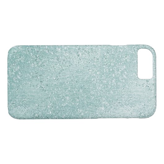 Aqua Glitzy Ombre Case-Mate iPhone Case (Achterkant (Horizontaal))