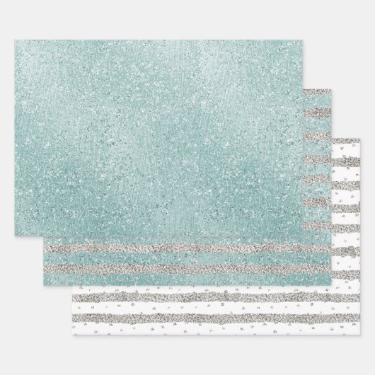 Aqua Glitzy Ombre Inpakpapier Vel (Set)