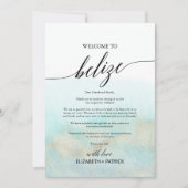 Aqua Gold Beach Belize Welkomstbrief en reisschema (Voorkant)