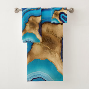 Aqua Gold Blue Purple Veins Agate