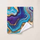 Aqua Gold Blue Purple Veins Agate (Gant de toilette)