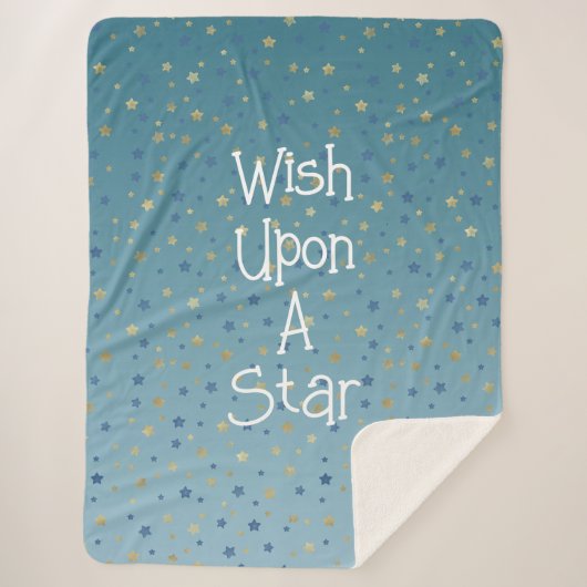 Aqua Gold Blue Wish Upon A Star Sherpa Deken (Voorkant)