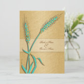 Aqua Gold bruiloft Kaart (Staand voorkant)