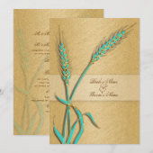 Aqua Gold bruiloft Kaart (Voorkant / Achterkant)