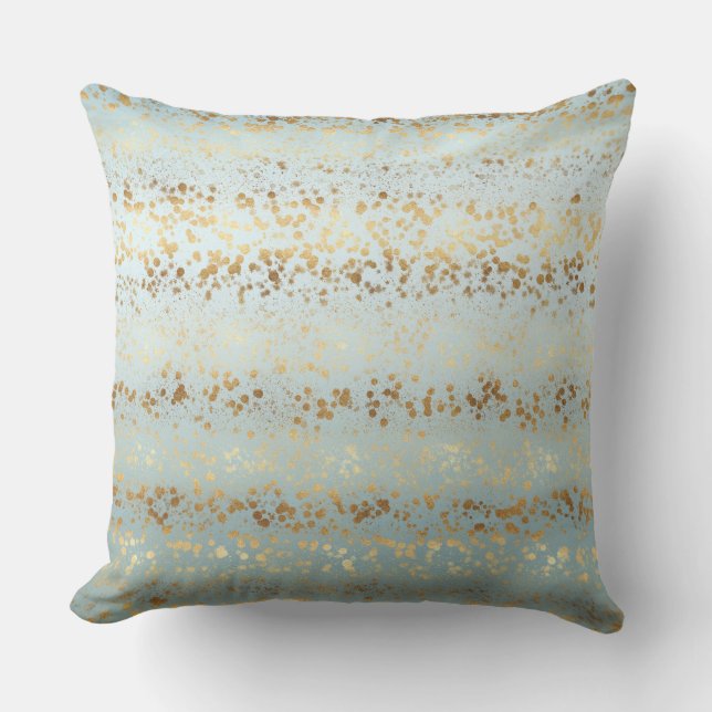 Aqua Gold Confetti Ombre Kussen (Voorkant)