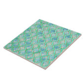 Aqua gold en Green Maroccan patroon Tegeltje (Zijkant)
