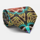 Aqua Gold Fractal Starlight Stropdas (Opgerold)