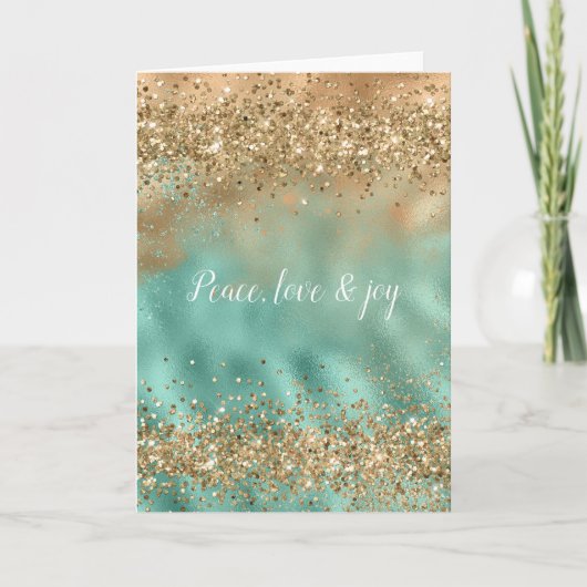 Aqua Gold Glitter Confetti Kaart (Voorkant)