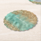 Aqua Gold Glitter Confetti Kartonnen Onderzetters (Gekanteld)