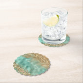 Aqua Gold Glitter Confetti Kartonnen Onderzetters (Insitu)