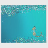 Aqua Gold Glitter Sparkle Mermaid      Cadeaupapier (Vlak)