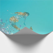 Aqua Gold Glitter Sparkle Mermaid      Cadeaupapier (Hoek)