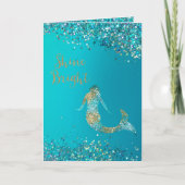 Aqua Gold Glitter Sparkle Mermaid Kaart (Voorkant)