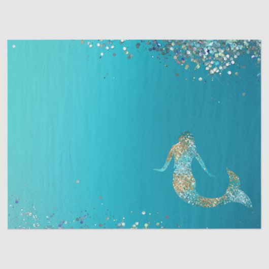 Aqua Gold Glitter Sparkle Mermaid    Tissuepapier (Voorkant)