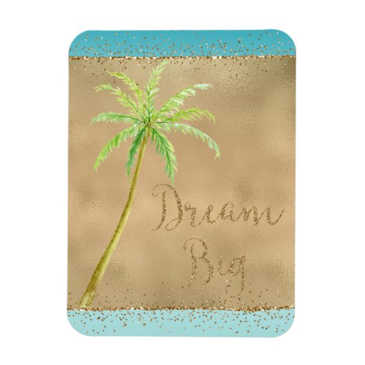 Aqua Gold Glitz Glitter Tropical Palm Tree Dream Magneet (Verticaal)