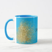 Aqua Gold Glitzy Glitter Mok (Links)